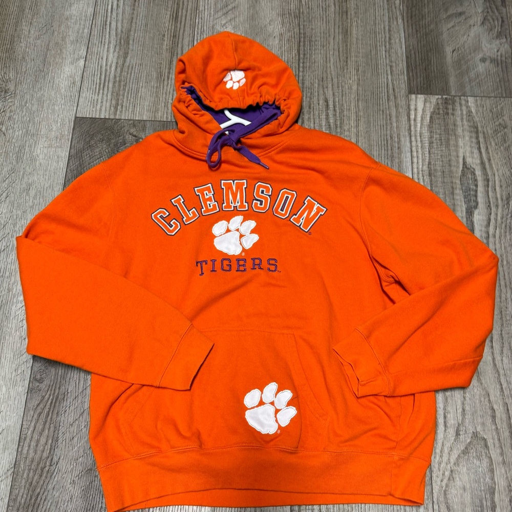 Vintage JA America Clemson Tigers orange purple hoodie embroidered 2X paw NCAA